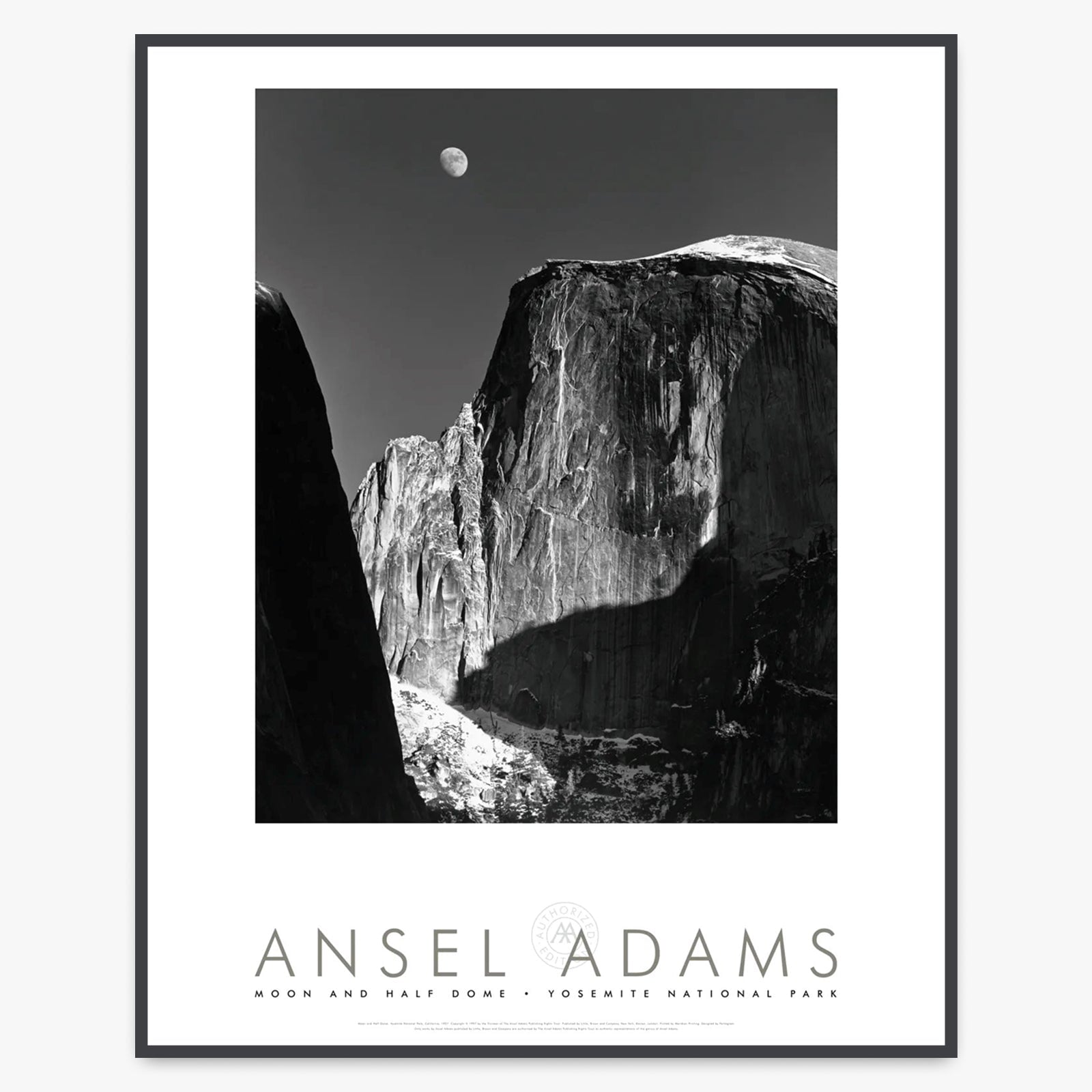 Moon and Half Dome Shop: Poster Ansel Adams Framed Poster Contrast Gray Metal 