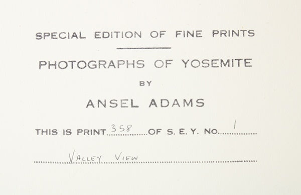 Valley View (Early Summer) - Signed Special Edition Photograph Shop Ansel Adams 