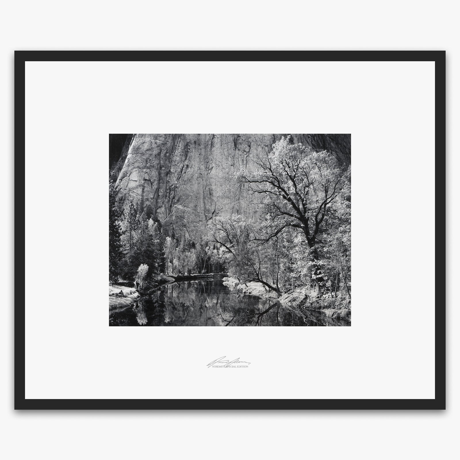 Merced River, Cliffs, Autumn Shop_Repro_SEP The Ansel Adams Gallery Framed Standard Matte Black Metal 