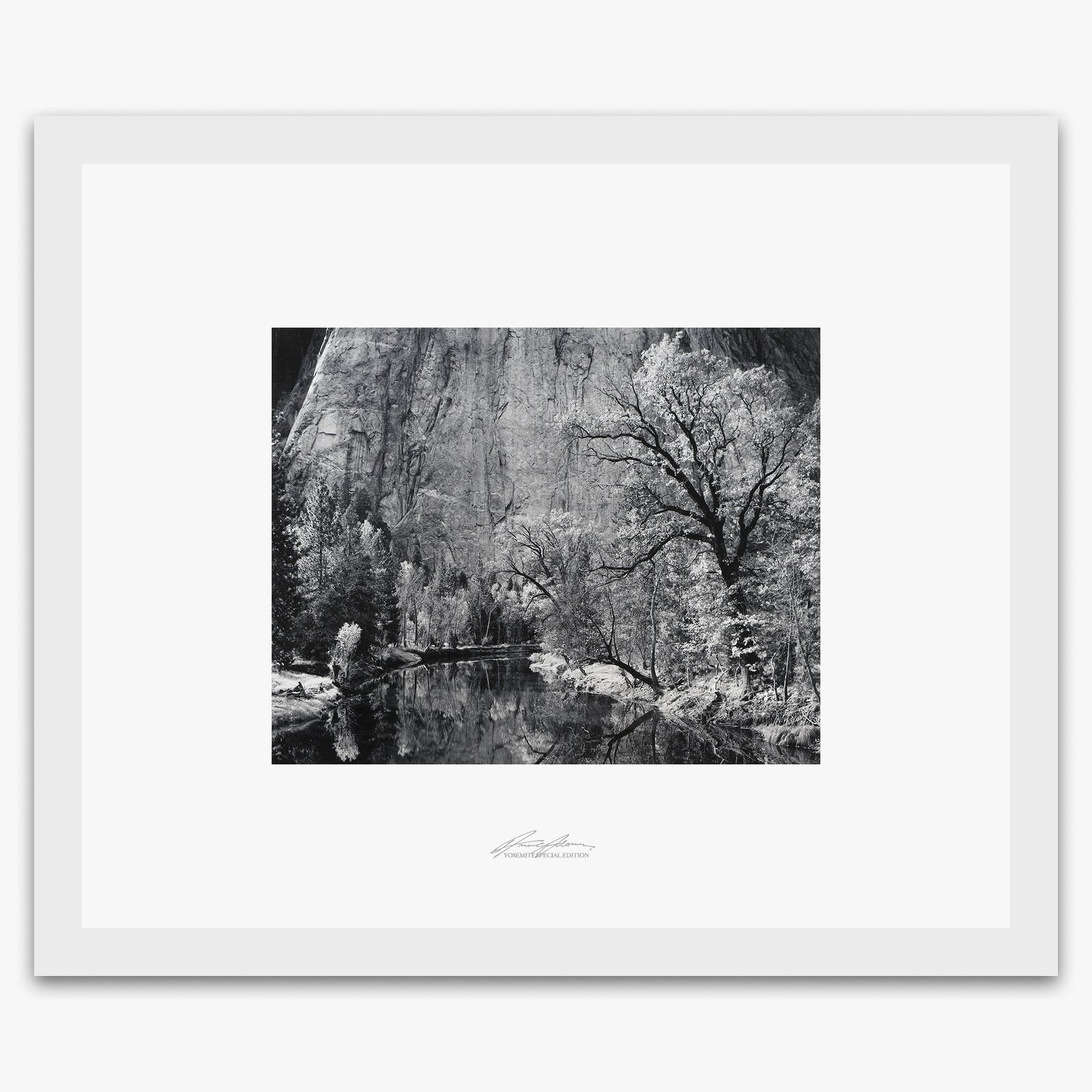 Merced River, Cliffs, Autumn Shop_Repro_SEP The Ansel Adams Gallery Framed Standard White Wood 