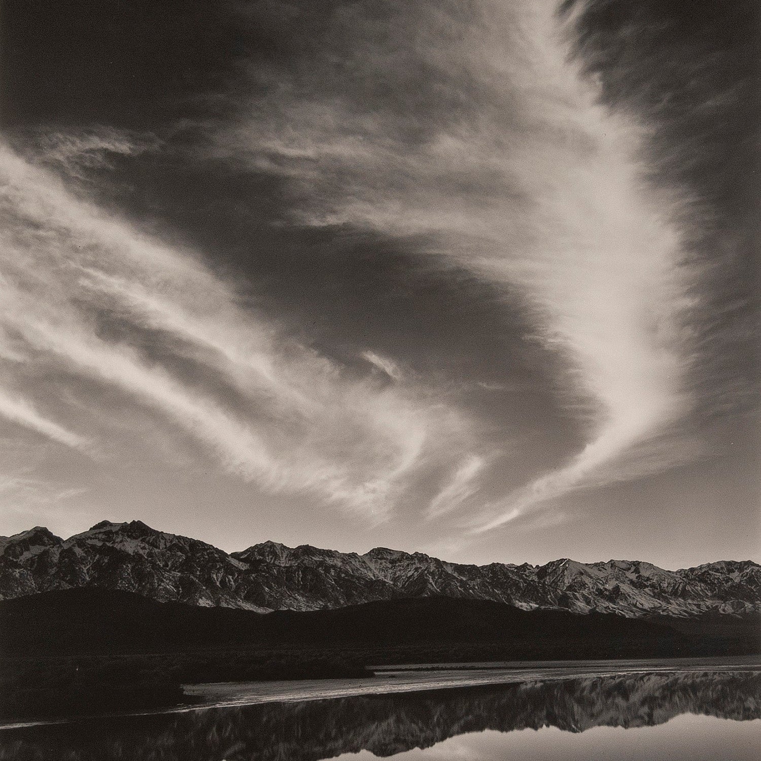 Sierra Nevada, Winter Evening, from the Owens Valley explore photographs The Ansel Adams Gallery 