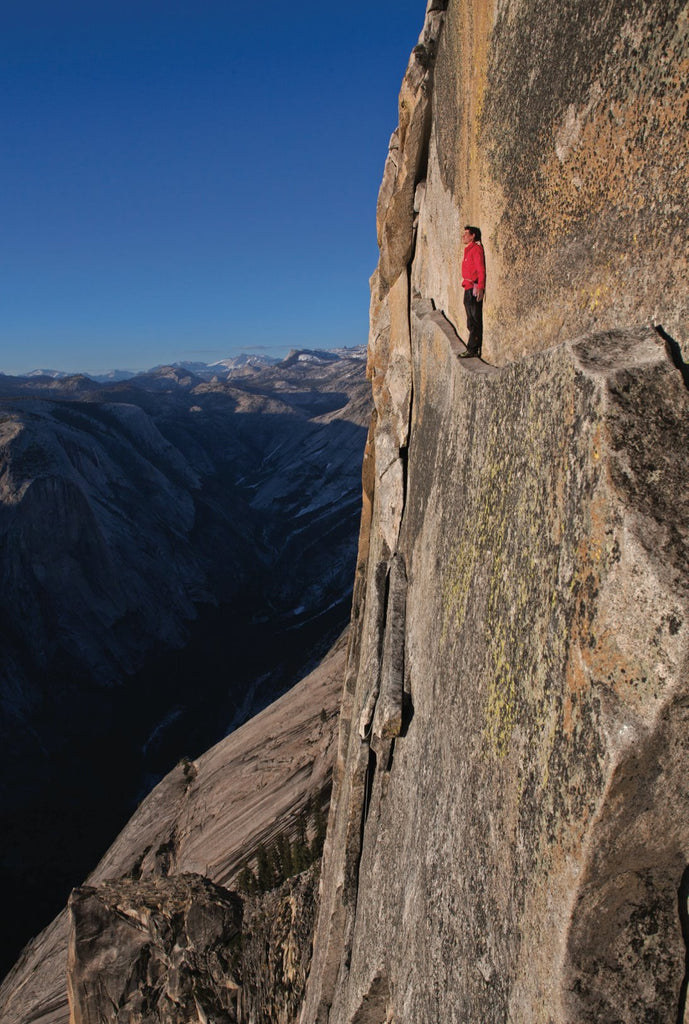 Alex Honnold, taking it all in on Thank God Ledge, Regular NW Face, Half Dome, 2011